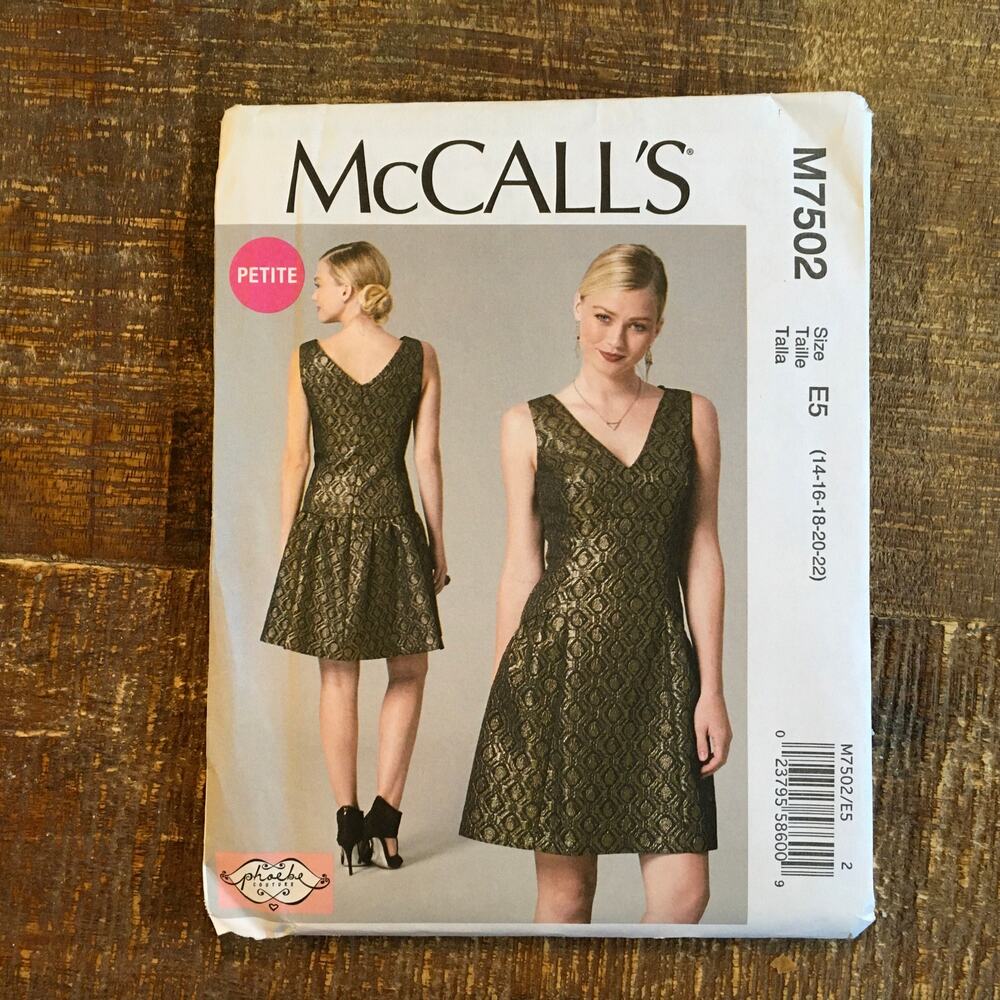 McCalls Sewing Pattern M7502 Cocktail Homecoming Wedding Guest Dress 14-22 UNCUT